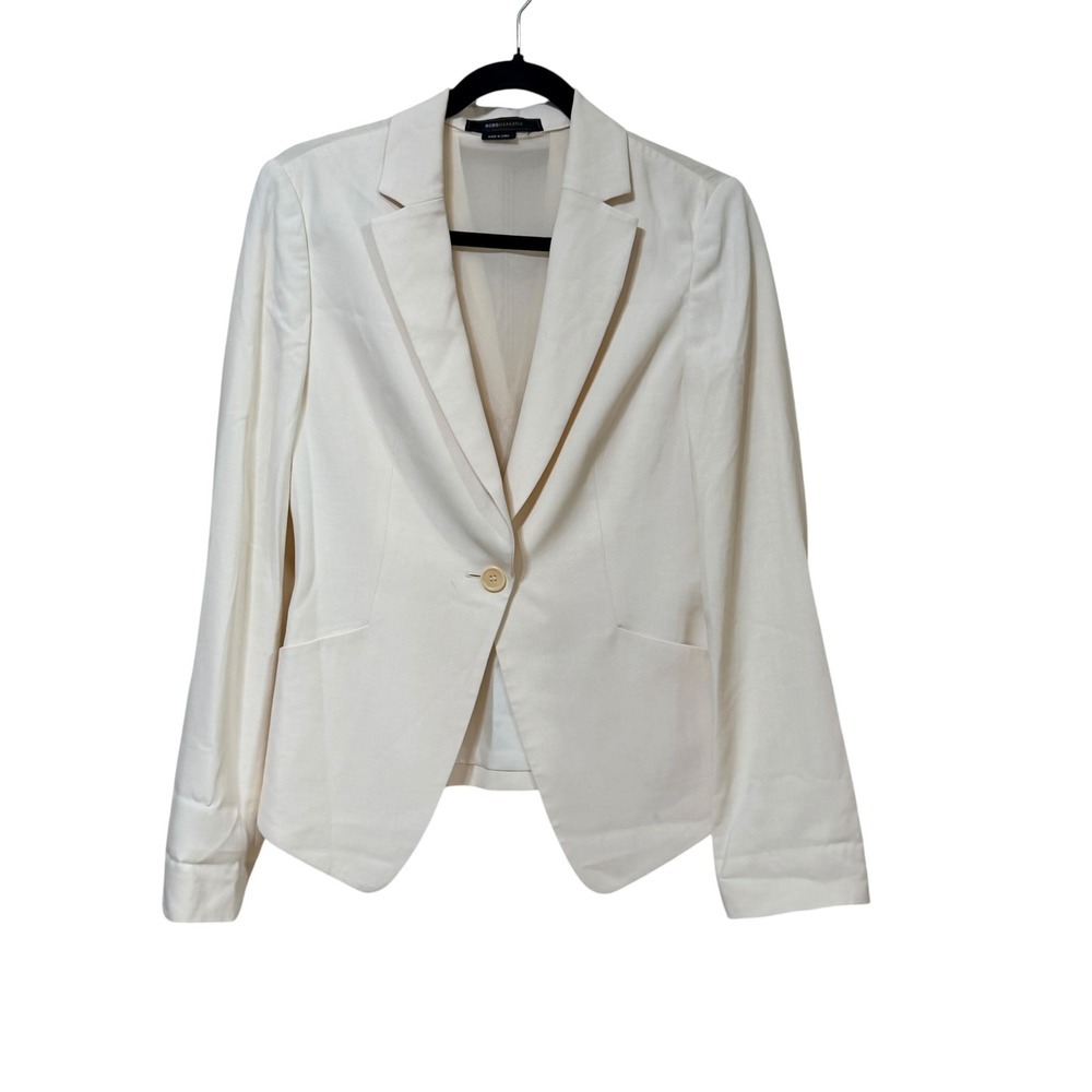 BCBGMAXAZRIA Womens Cream Open Twist Back Silk Blend Blazer Jacket Size 6 Ivory